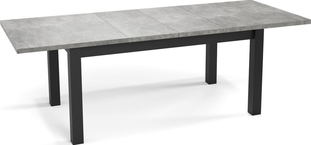 ESSTISCH Davidof rechteckig ausziehbar, Grauer Beton 160-240/90/76 cm - Hellgrau/Schwarz, Holz/Holzwerkstoff (90/240/76cm) - WFL GROUP