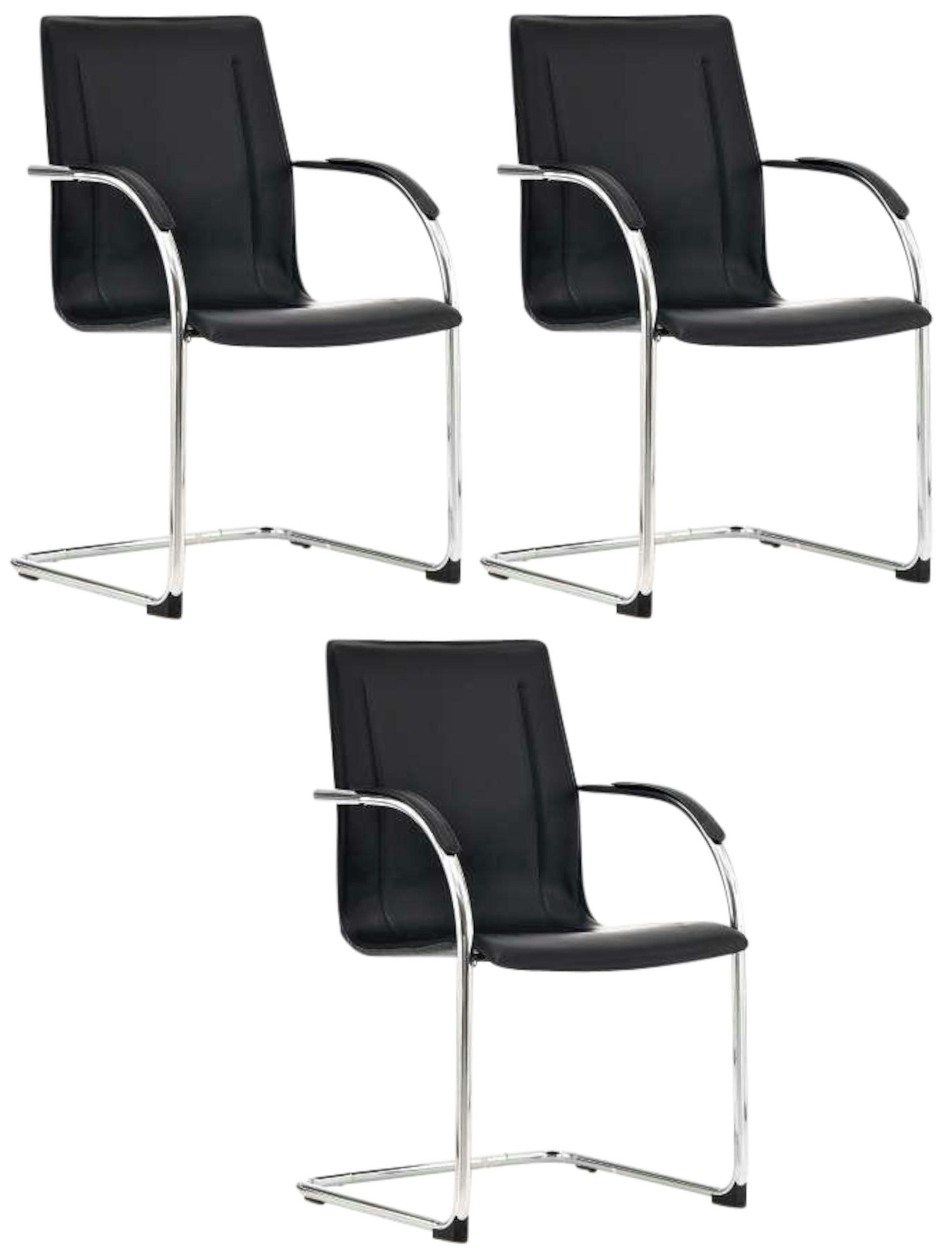SCHWINGSTUHL 3er Set Lederlook schwarz - Schwarz, Textil/Metall (56/94/52cm) - CLP