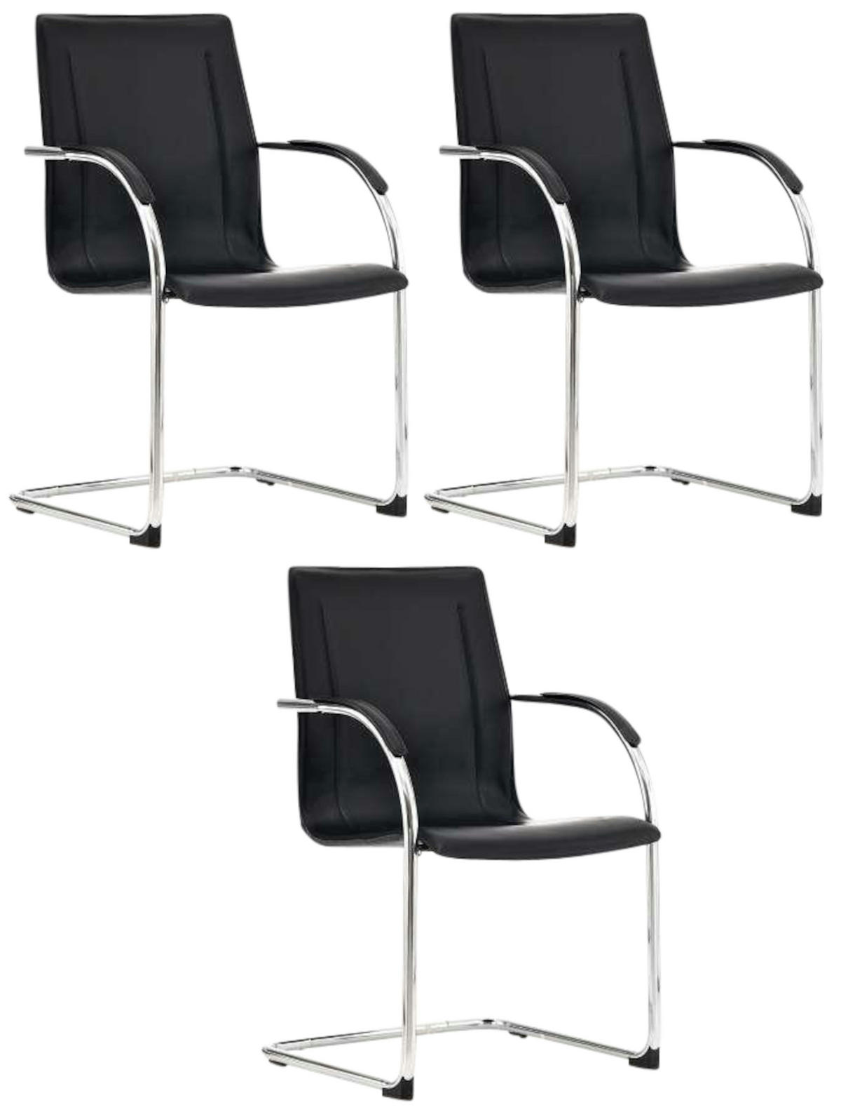 SCHWINGSTUHL 3er Set Lederlook schwarz - Schwarz, Textil/Metall (56/94/52cm) - CLP