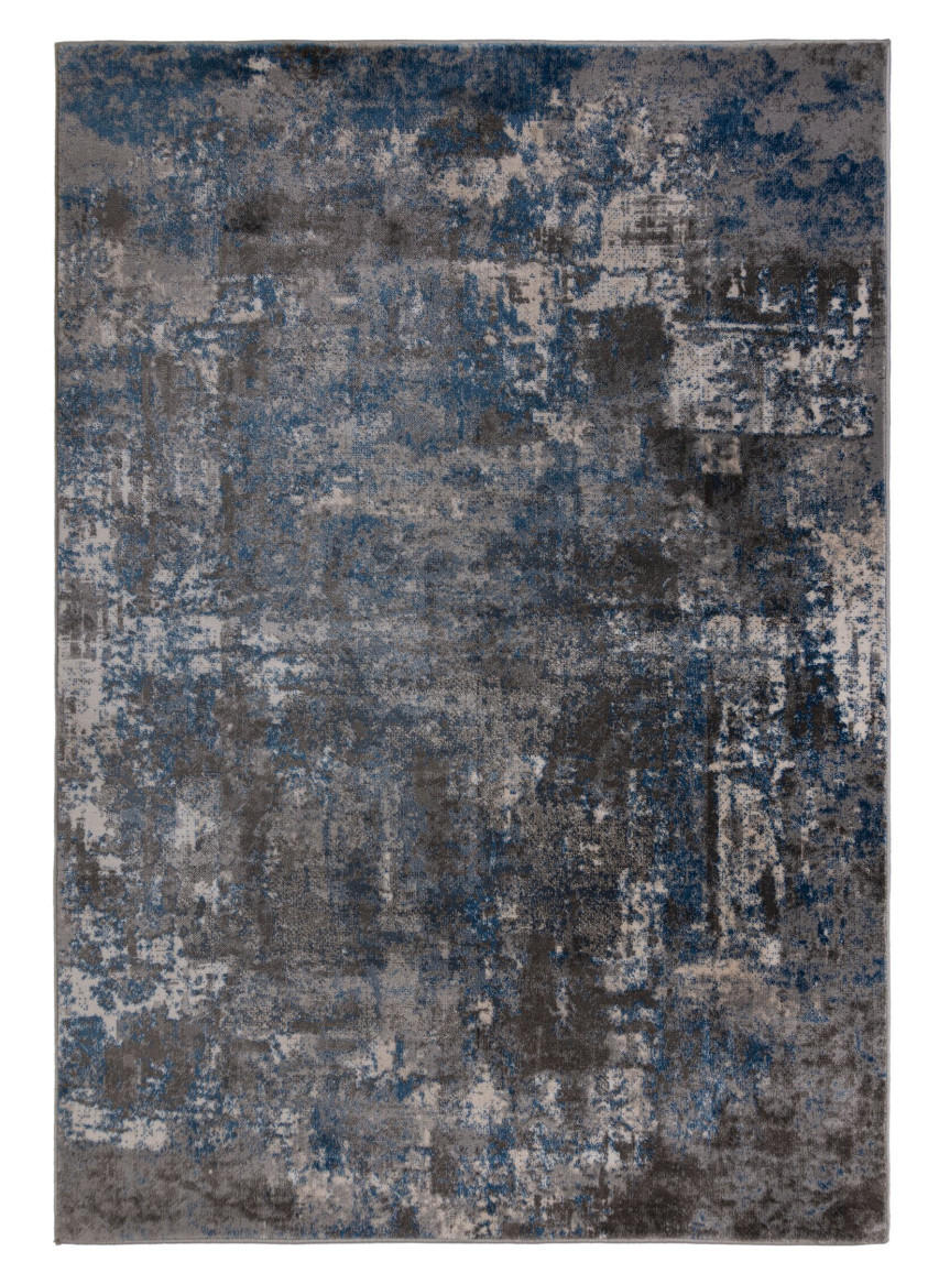 TEPPICH Kunst-Abstrakt-Muster DEE, Blau-Grau 200x290 cm - Blau, Textil (200/290cm) - KADIMA DESIGN
