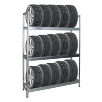 REIFENREGAL Tiger XL 200x150x45 cm 300 kg Fachlast bis zu 18 Reifen auf 3 Ebenen Verzinkt - Silberfarben, Metall (150/200/45cm) - PROREGAL
