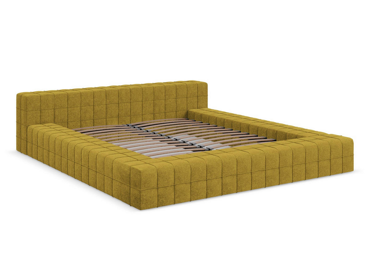 POLSTERBETT mit Lattenrost 200x260 Gelb - Currygelb/Gelb, Kunststoff/Textil (140/200cm) - Makamii