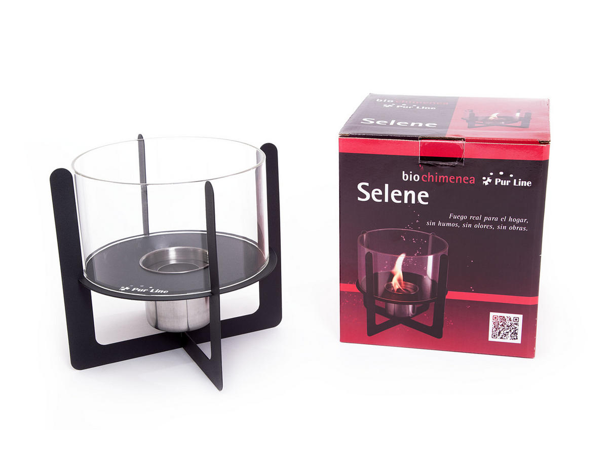 BIOETHANOL-KAMIN Schwarz Tischmodell inklusive 0.15 L Brennblock - Schwarz, Glas (22/20/22cm) - Purline