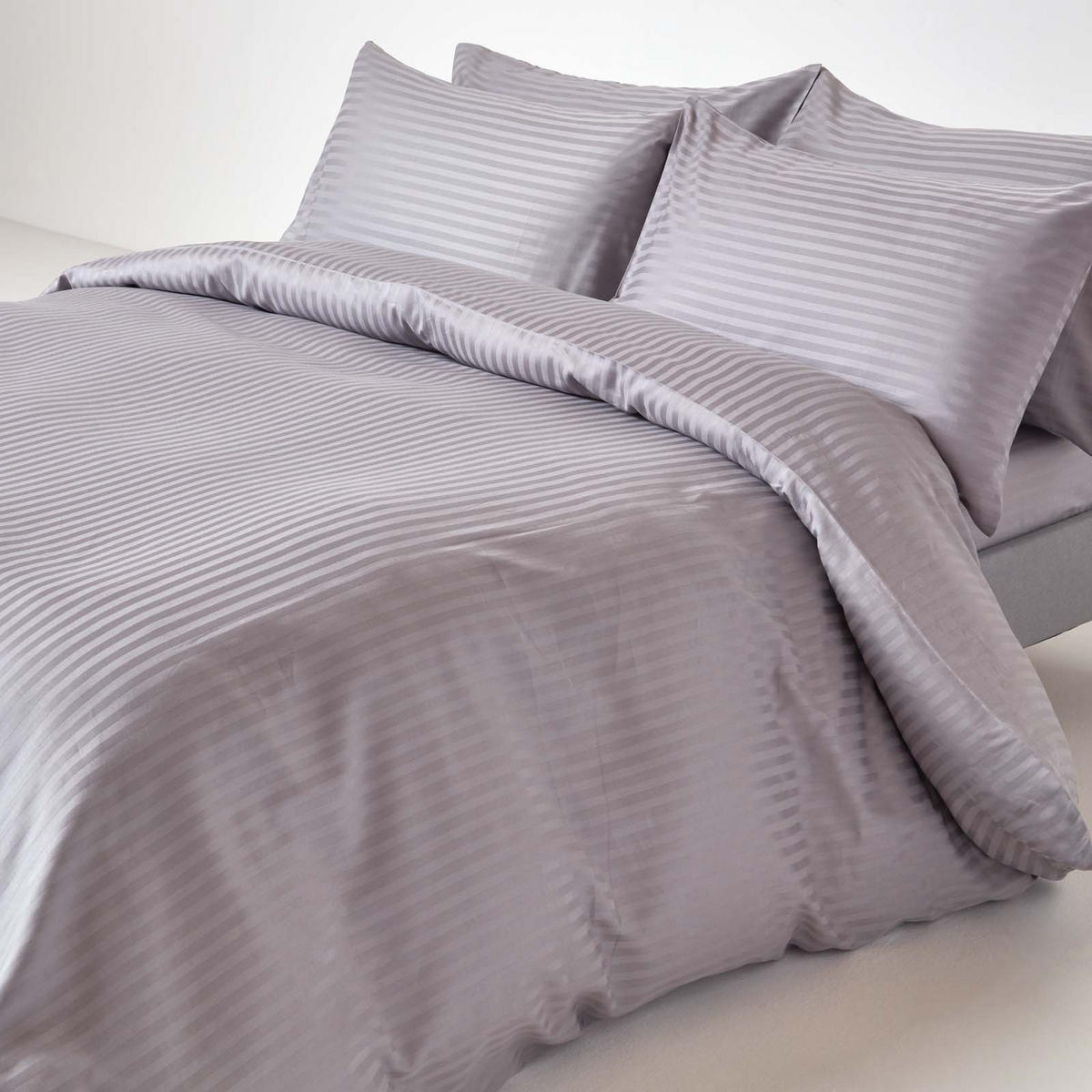 DAMAST-BETTLAKEN ohne Gummizug, 100% Ägyptische Baumwolle - Grau, Textil (275/275cm) - Homescapes