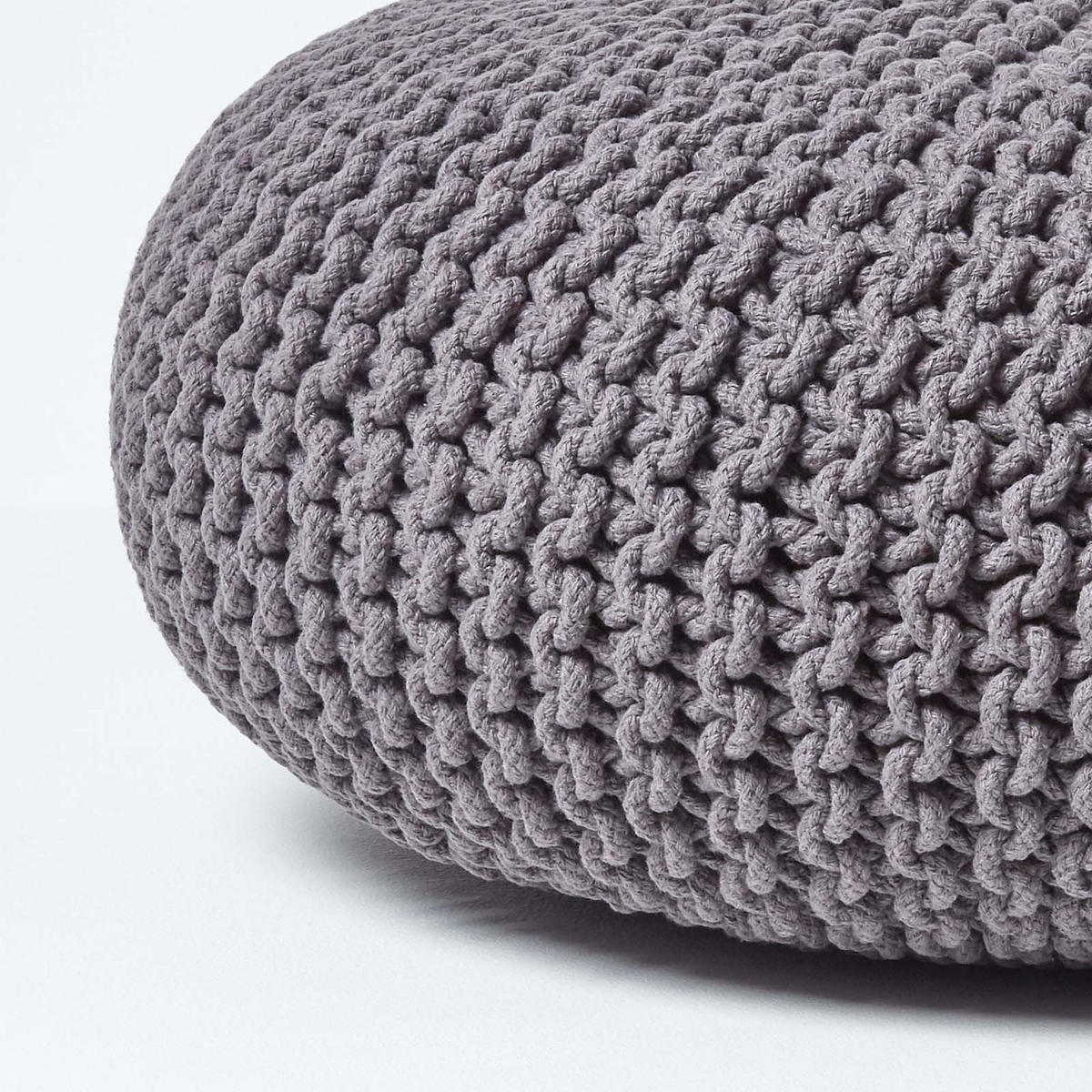 STRICK-POUF grau, Bodenkissen rund 70/70/23 cm - Grau, Textil (70/23/70cm) - Homescapes