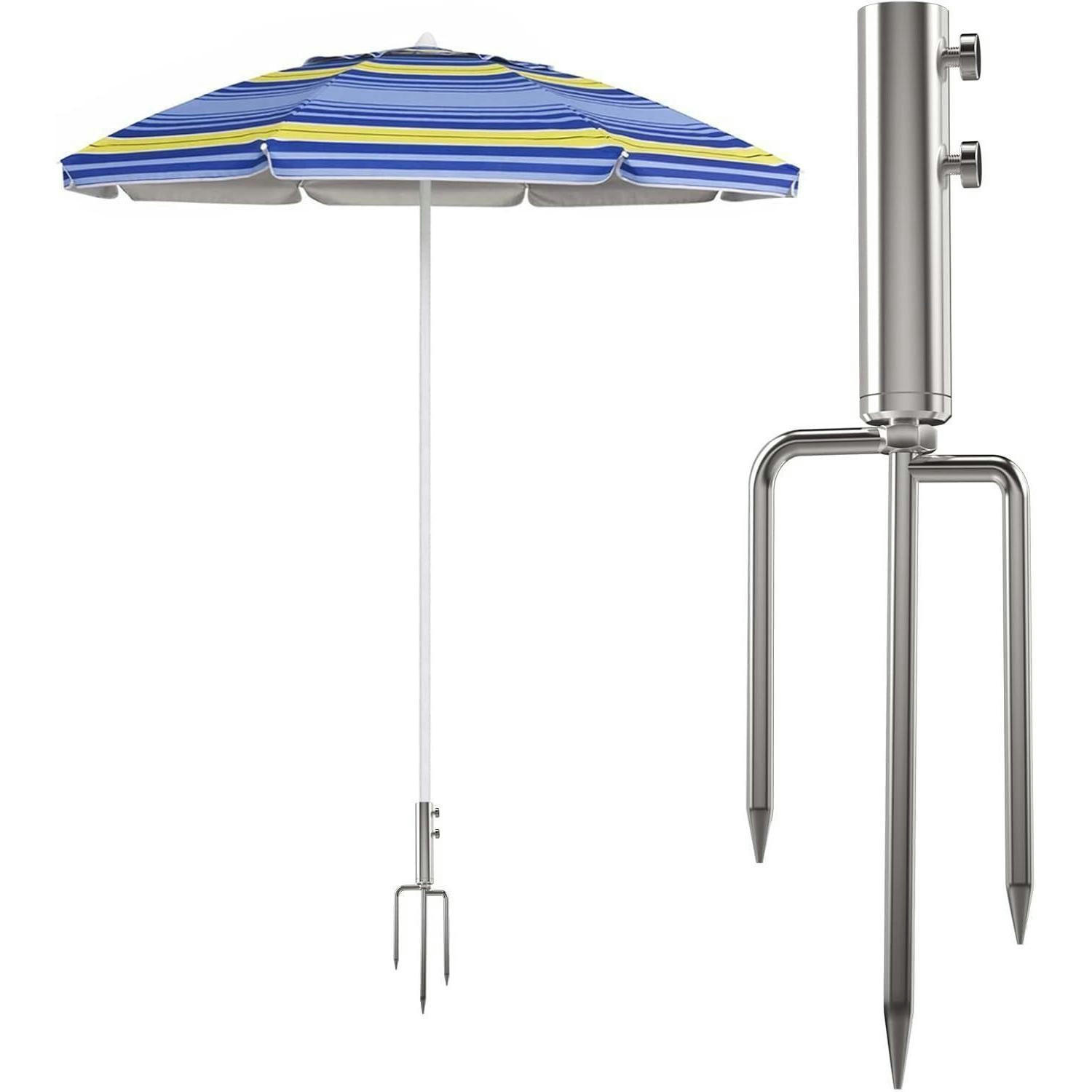 SONNENSCHIRMSTÄNDER mit Rasendorn Edelstahl Silber - Multicolor, Metall (1/36cm)