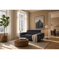 2,5-SITZER Karlstad Flachgewebe Blau verstell. Kopfstützen B 194 cm - Dunkelblau, Kunststoff/Textil (194/84/100cm) - foamnova