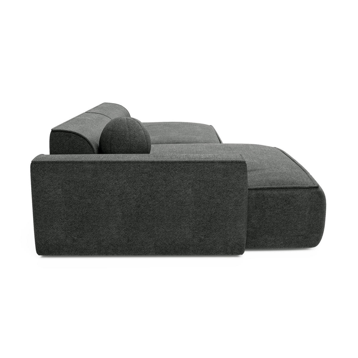 ECKSOFA LINKS Rastergewebe Anthrazitgrau 260cm - Dunkelgrau/Anthrazit, Textil (155/260cm) - Sia Home