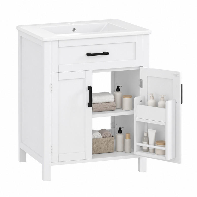 BADEZIMMERSCHRANK mit Waschbecken 60 x 46 x 84,8 cm Weiß - Weiß, Holzwerkstoff (46/84/60cm) - Beauniv