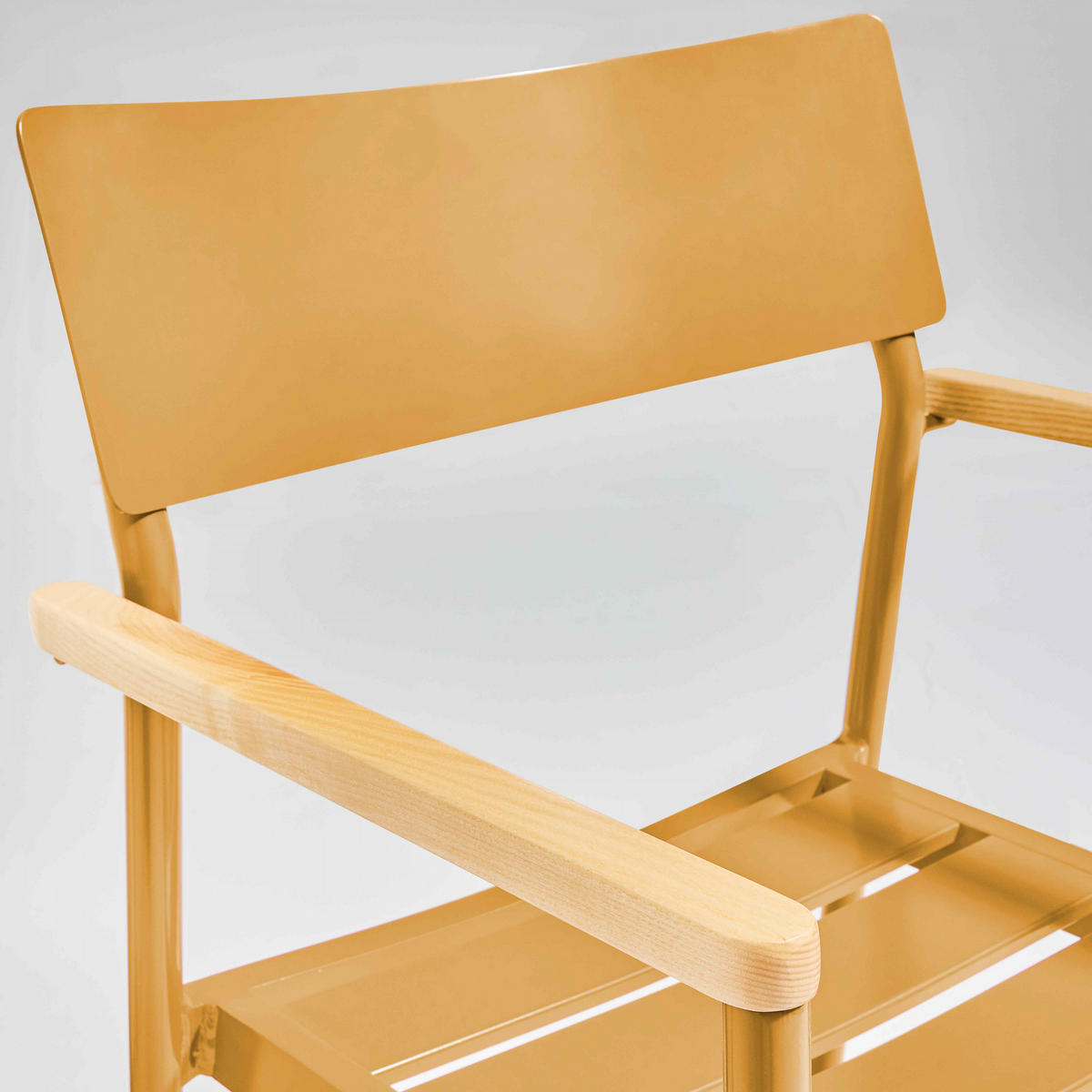 GARTENSTUHL, Holzfarbe und Gelb - Gelb, Metall (55.5/86/56.5cm) - Oviala