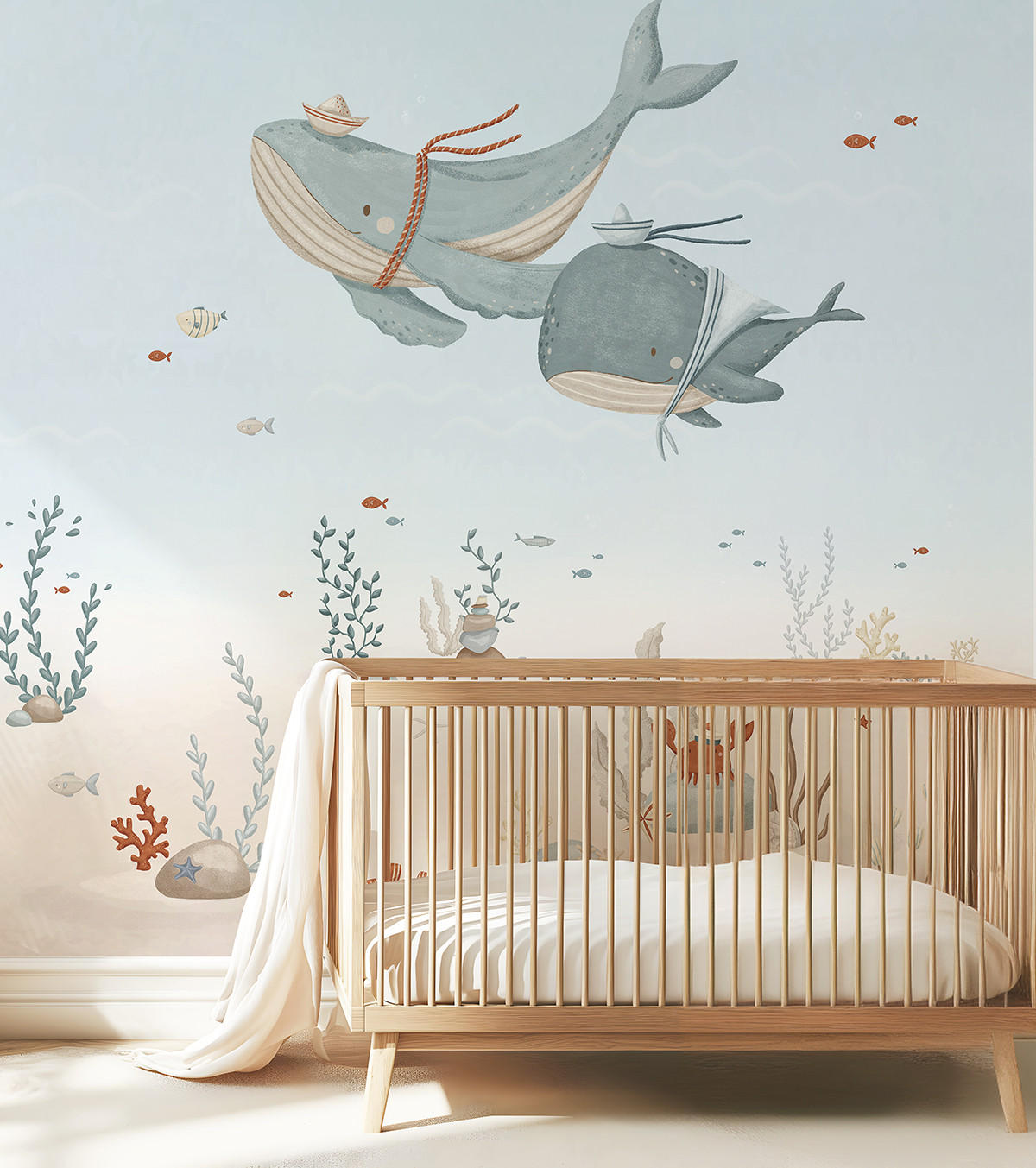 VLIESTAPETE Lotan Unterwassertiere 4 m x 4 m, blau/beige - Blau, Papier (300/400cm) - Lilipinso
