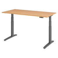 SCHREIBTISCH elektrisch XBHM 80/160/74 cm in Buchefarben/Graphitfarben - Buchefarben/Graphitfarben, Holzwerkstoff (80/160/74cm) - bümö