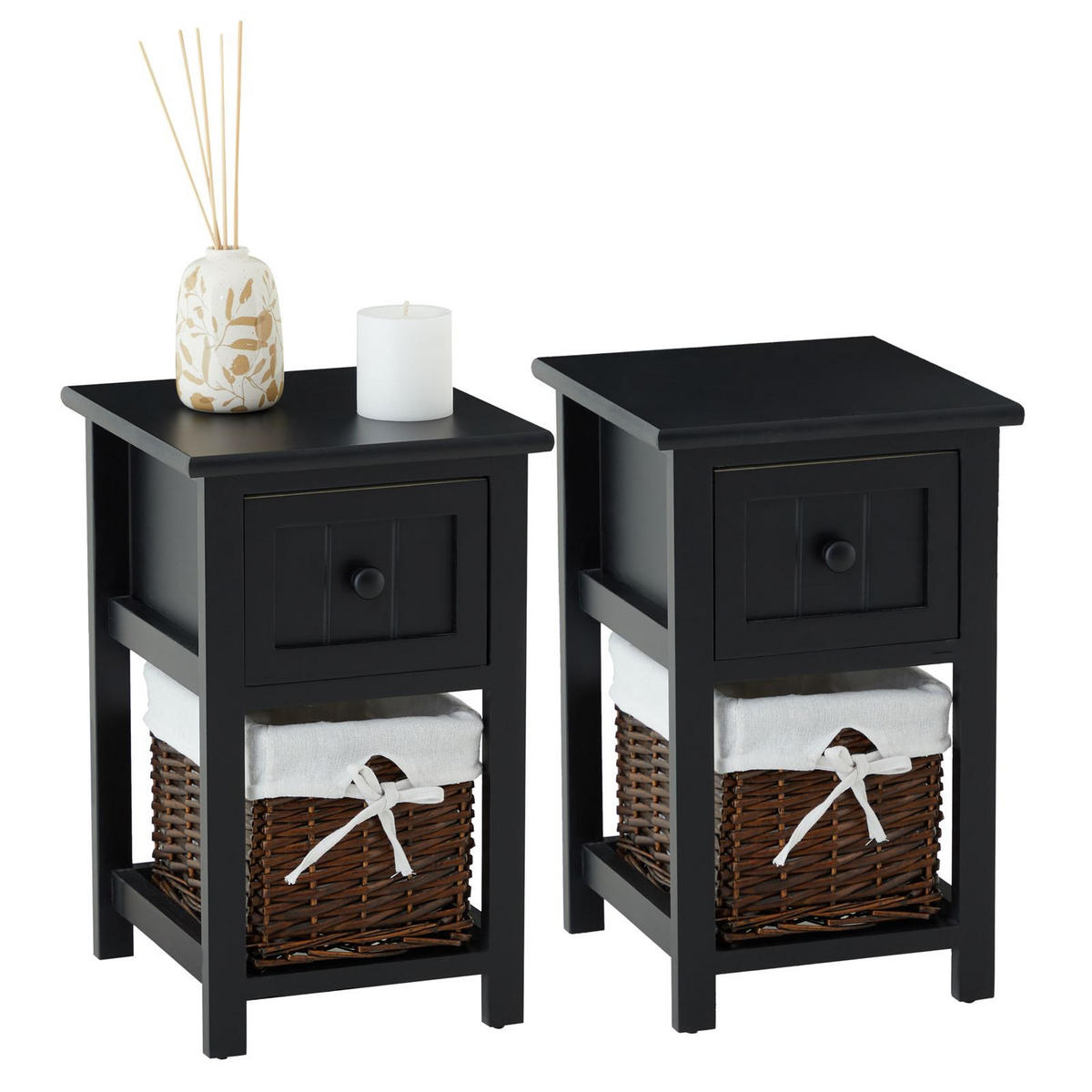 NACHTTISCH MESSINA 2ER-SET - Schwarz, Holzwerkstoff (28/46/31cm) - CARO-Möbel
