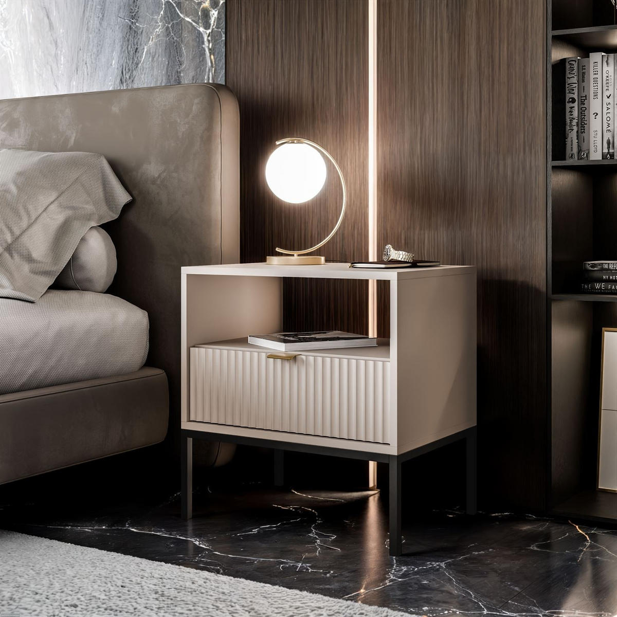 NACHTTISCH CORTADO S54 KASCHMIR - Beige, Holzwerkstoff (54/56/39cm) - Lookway