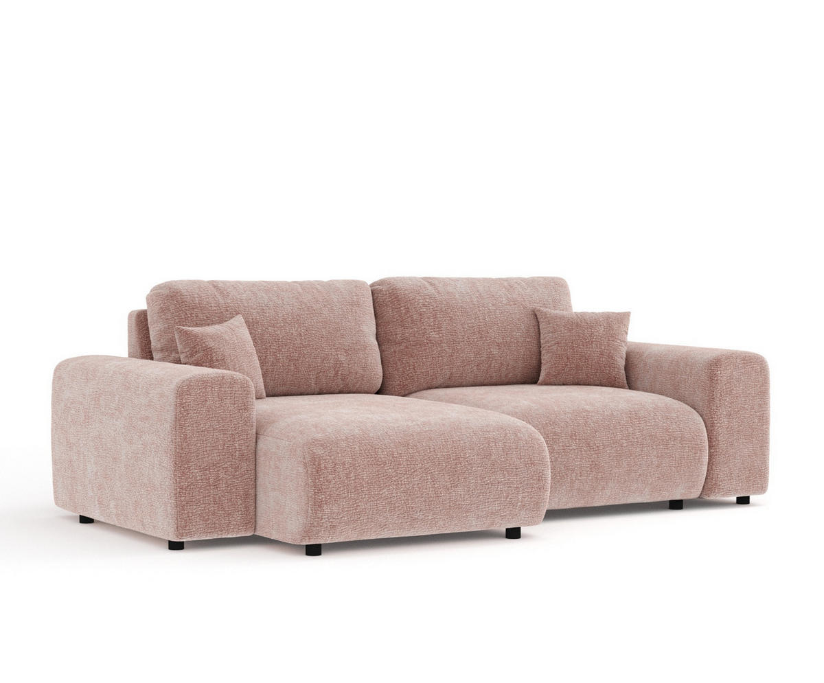 ECKSOFA Zanzibar Grau Samtstoff - Schwarz/Rosa, Holz/Holzwerkstoff (237/144cm) - Maison de Reve