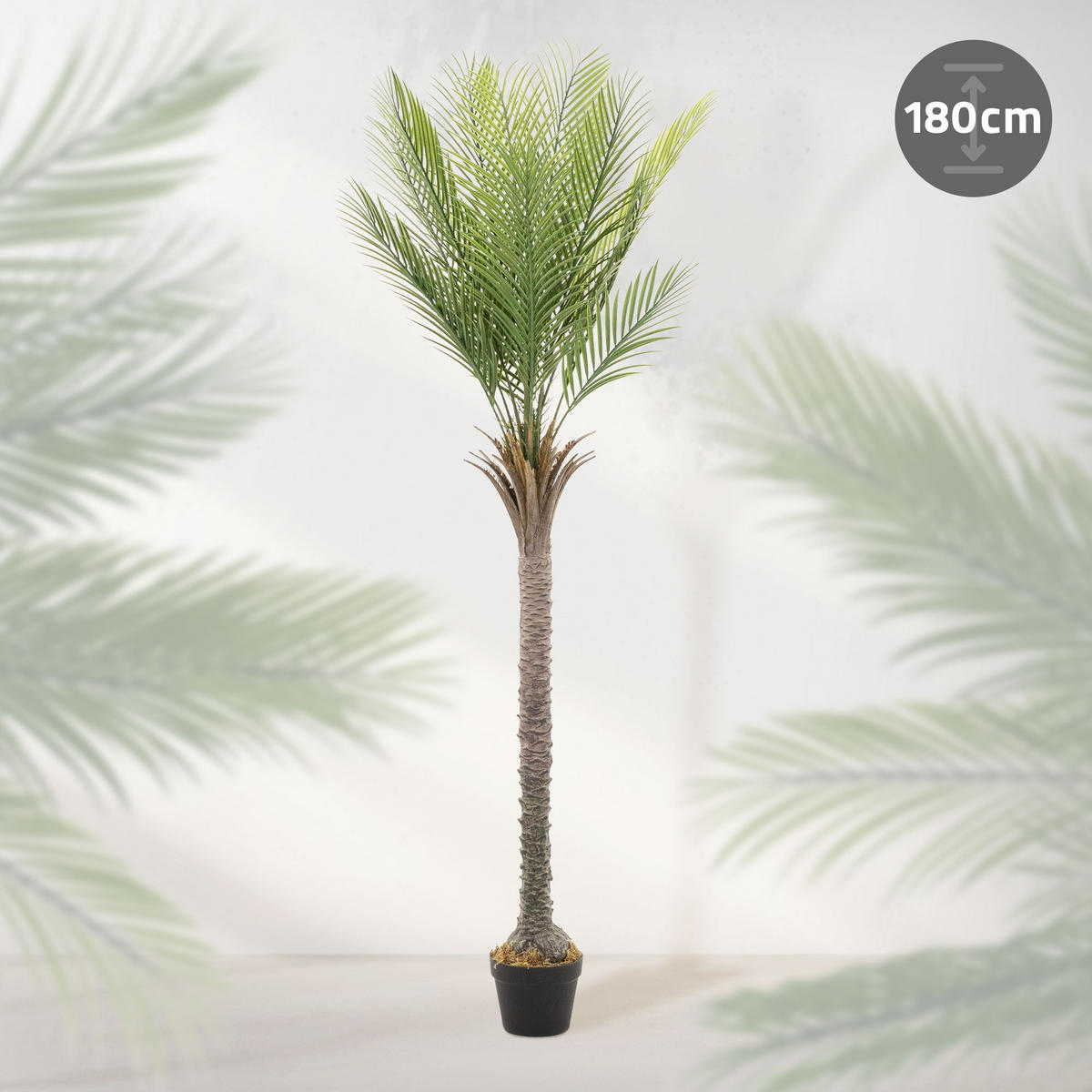 KUNSTPFLANZE Palme - Anthrazit/Grün, Holz/Kunststoff (180cm) - ML-DESIGN