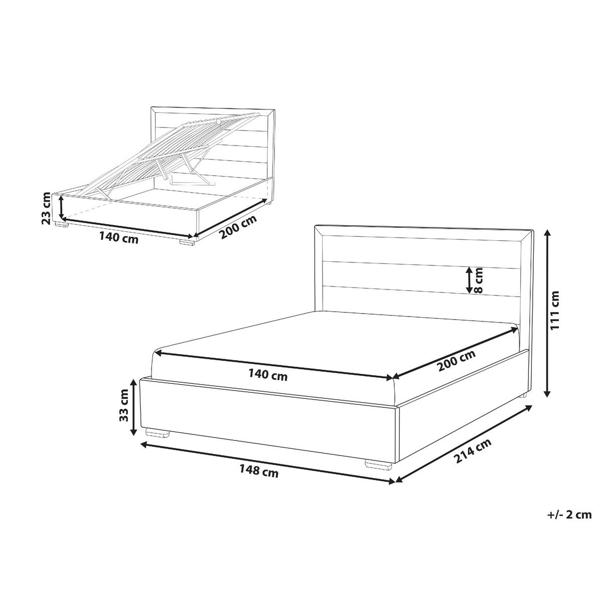 POLSTERBETT 140x200 cm Beige Rouen - Taupe, Textil (140/200cm) - Beliani
