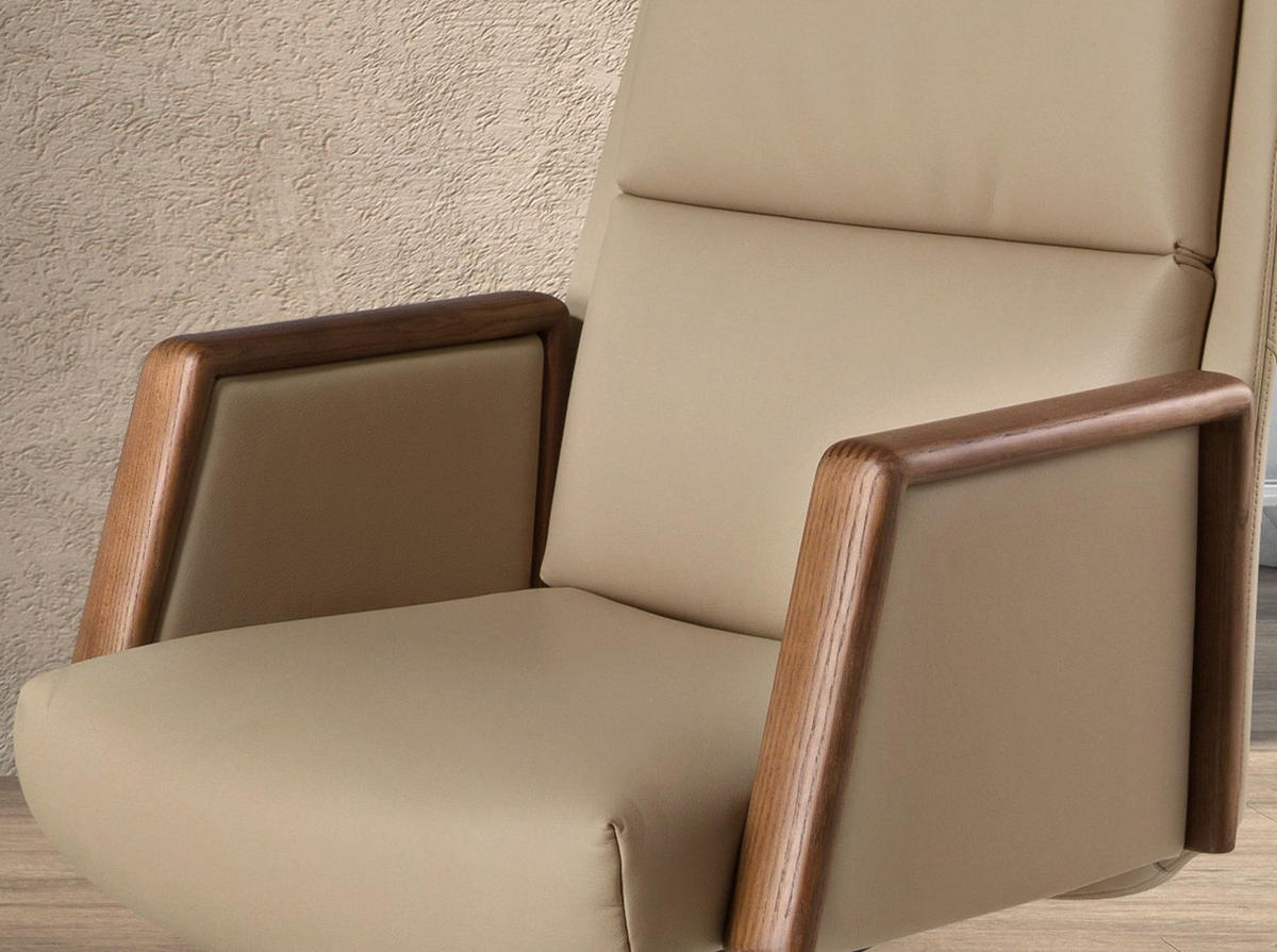 CHEFSESSEL Drehstuhl aus Kunstleder in Mink 68/70/120 cm - Wildeiche/Fango, Leder/Holz (68/120/70cm) - ANGEL CERDA