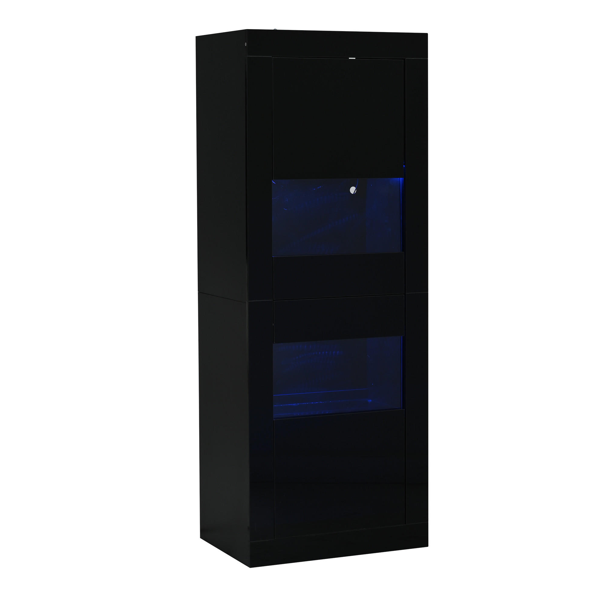 VITRINE DE-37762 mit LED-Beleuchtung und Glasböden Schwarz - Schwarz, Holzwerkstoff (61/162/42cm) - ComfortXL