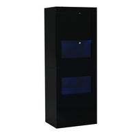 VITRINE DE-37762 mit LED-Beleuchtung und Glasböden Schwarz - Schwarz, Holzwerkstoff (61/162/42cm) - ComfortXL