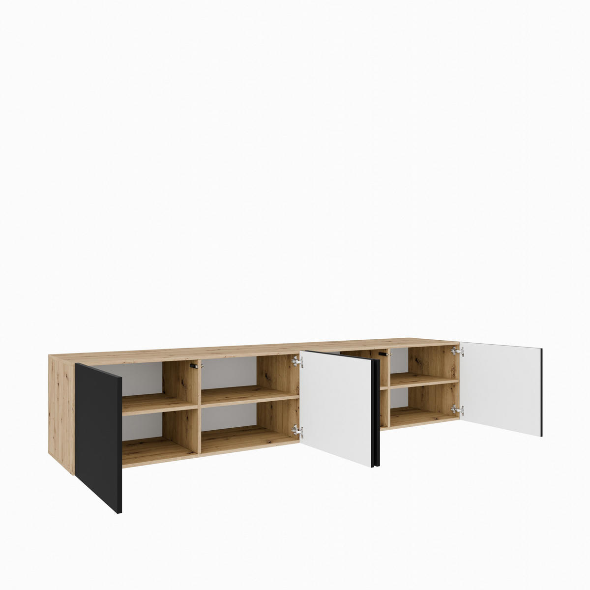 LOWBOARD MIVO 200/41/40 cm, Hängender TV-Schrank Eiche Artisan - Schwarz/Eiche Artisan, Holzwerkstoff (200/41/40cm) - MASSENO