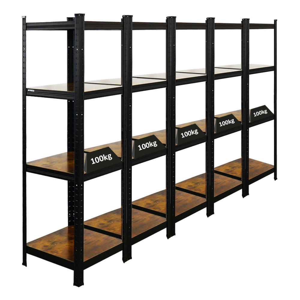 SCHWERLASTREGAL 5er Vintage Series Ragnar Set HxBxT 150x45x45cm Fachlast 100kg Vintagebraun-Schwarz - Schwarz, Metall (225/150/45cm) - PROREGAL
