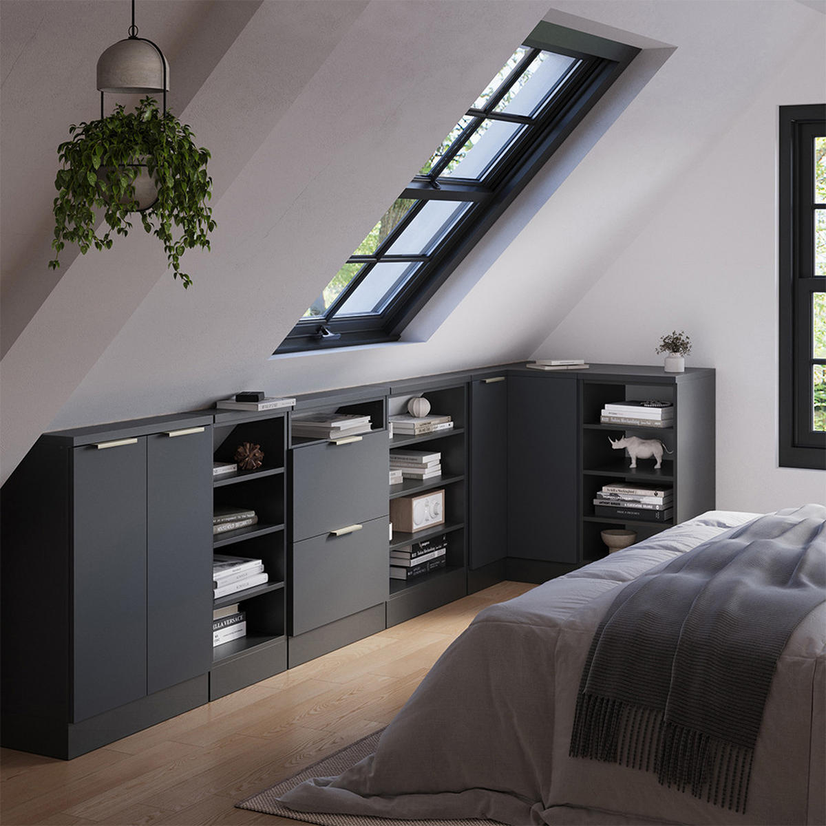 ŠIKMÁ SKŘÍŇ ROHOVÁ SKŘÍŇKA Rion Antracitově zlatý - antracitová, kompozitní dřevo (75.6/81.6/75.6cm) - Vicco