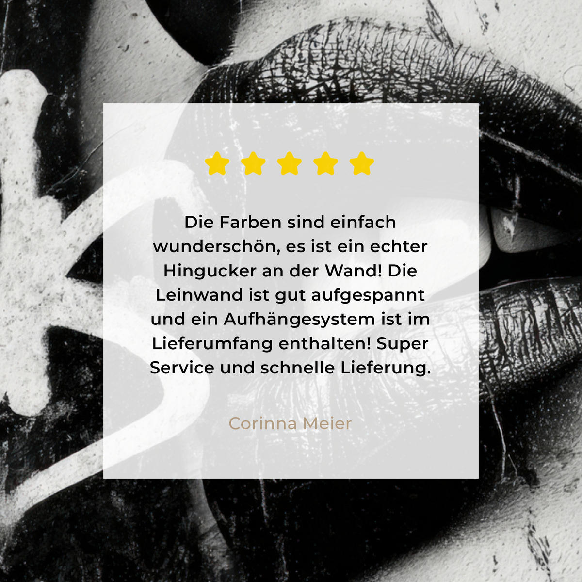 LEINWANDBILD Gesicht - Mund - Graffiti - Schwarz Room Decor 30x40 cm - Schwarz, Textil (30/40cm) - MuchoWow