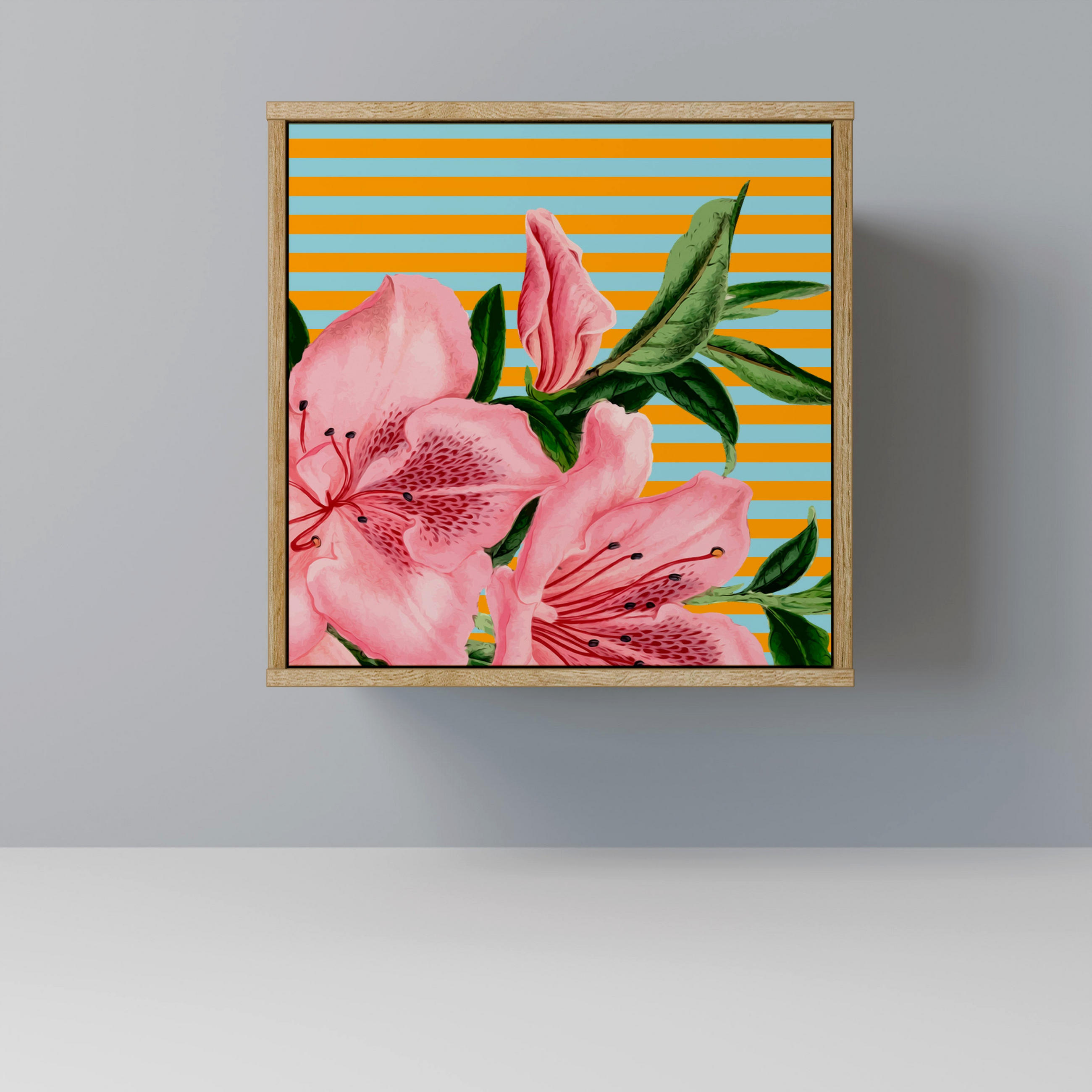 SIDEBOARD FRAGILE BEAUTY, Eichefarben, 57,5x42x57,5 cm, Ohne Füße - Eichefarben/Multicolor, Holzwerkstoff (57.5/57.5/42cm) - SpaceRebels
