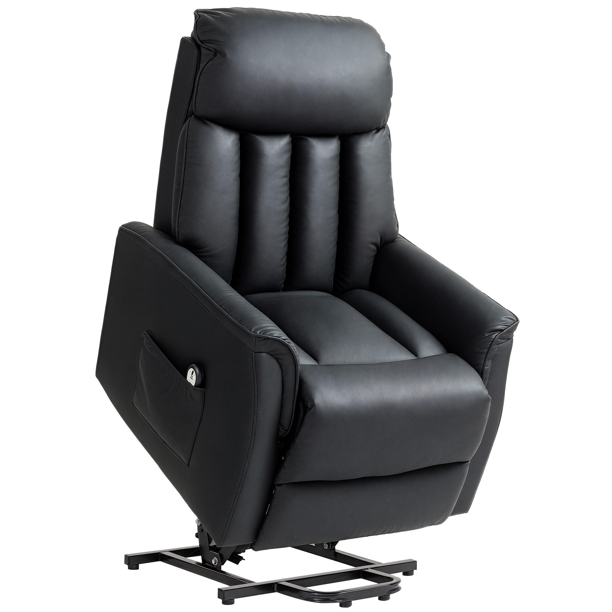 AUFSTEHSESSEL DE-06380 45° Anhebung, 145° neigbar, Kunstleder Schwarz - Schwarz, Metall (80/104/94cm) - ComfortXL