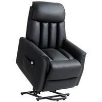 AUFSTEHSESSEL DE-06380 45° Anhebung, 145° neigbar, Kunstleder Schwarz - Schwarz, Metall (80/104/94cm) - ComfortXL