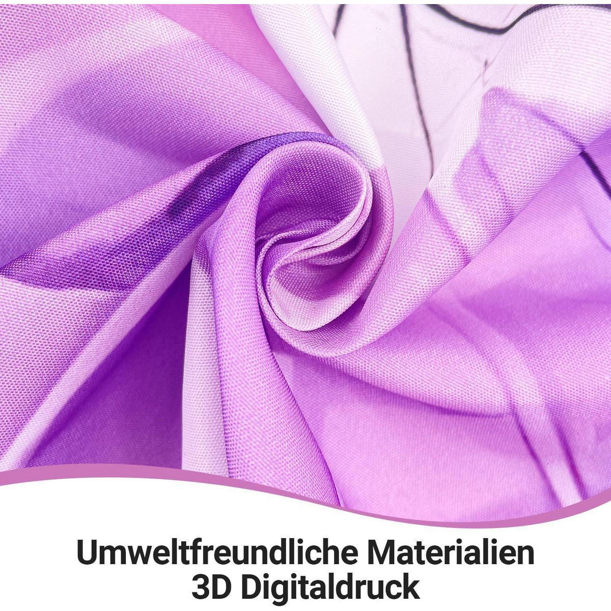 DUSCHVORHANG Lila Blume Schmetterling 180 x 200 cm - Multicolor, Textil (180/200cm)