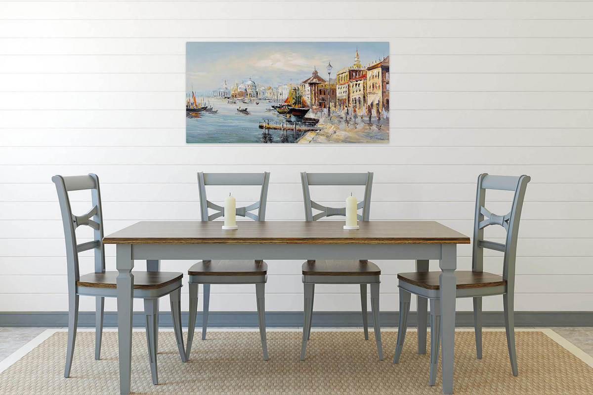 ÖLGEMÄLDE 100/50 cm - Blau, Holz/Textil (2.38/50cm) - KUNSTLOFT