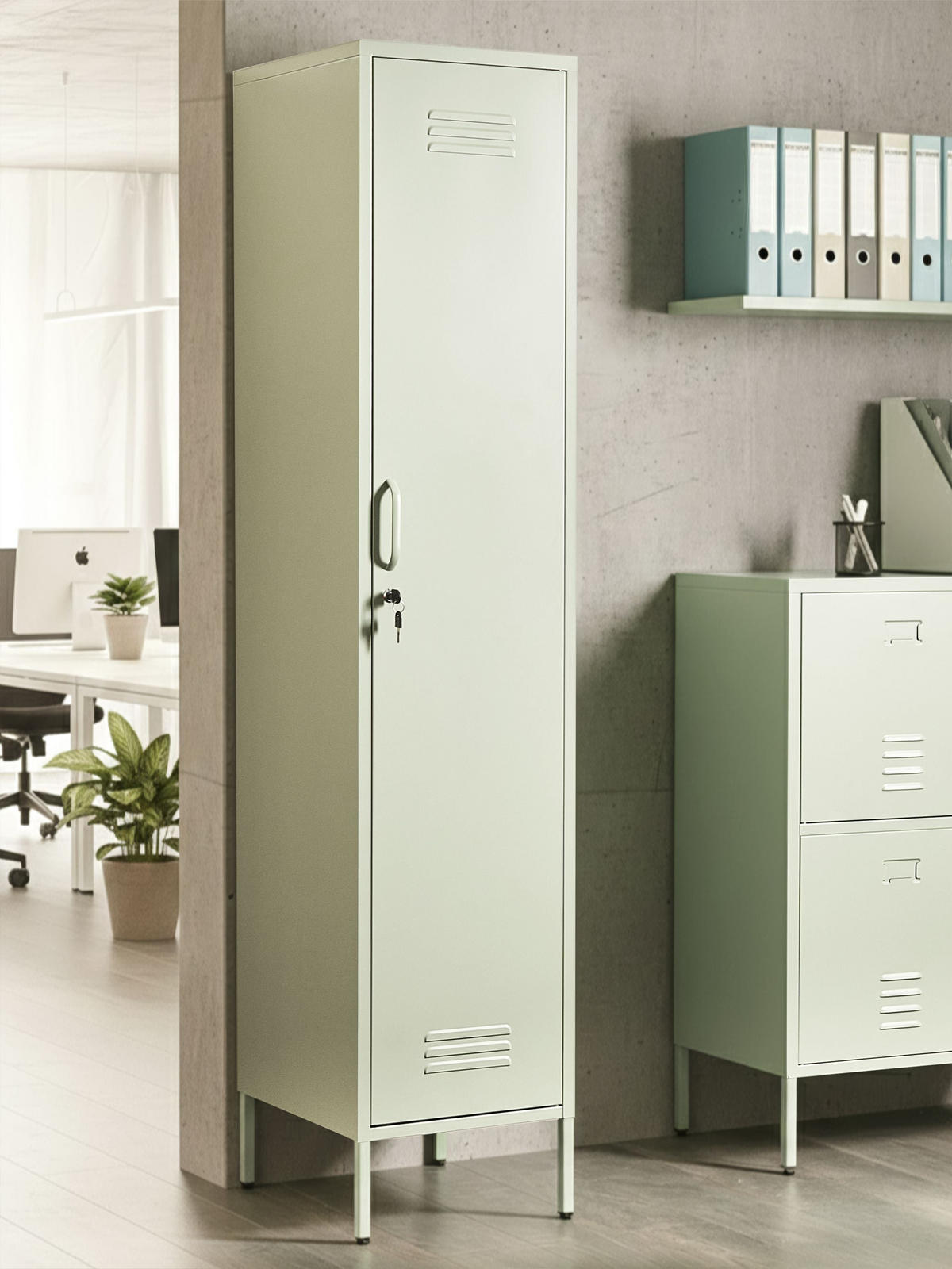 BÜROSCHRANK Metall Mintgrün Frome - Mintgrün/Grün, Metall (38/185/50cm) - Beliani