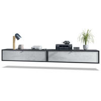 LOWBOARD Lana Fronten in Beton Oxid Optik - Hellgrau, Holzwerkstoff (120/29/37cm) - Vladon