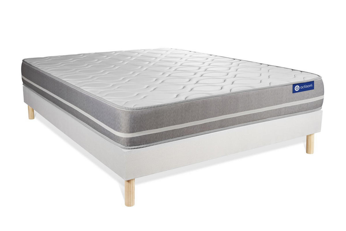 BETT Actilatex touch Latex und Memory-Schaum 150 x 195 cm h1 - Kit Bettgestell Weiß - Beige/Weiß, Holz (150/195cm) - ACTISOM