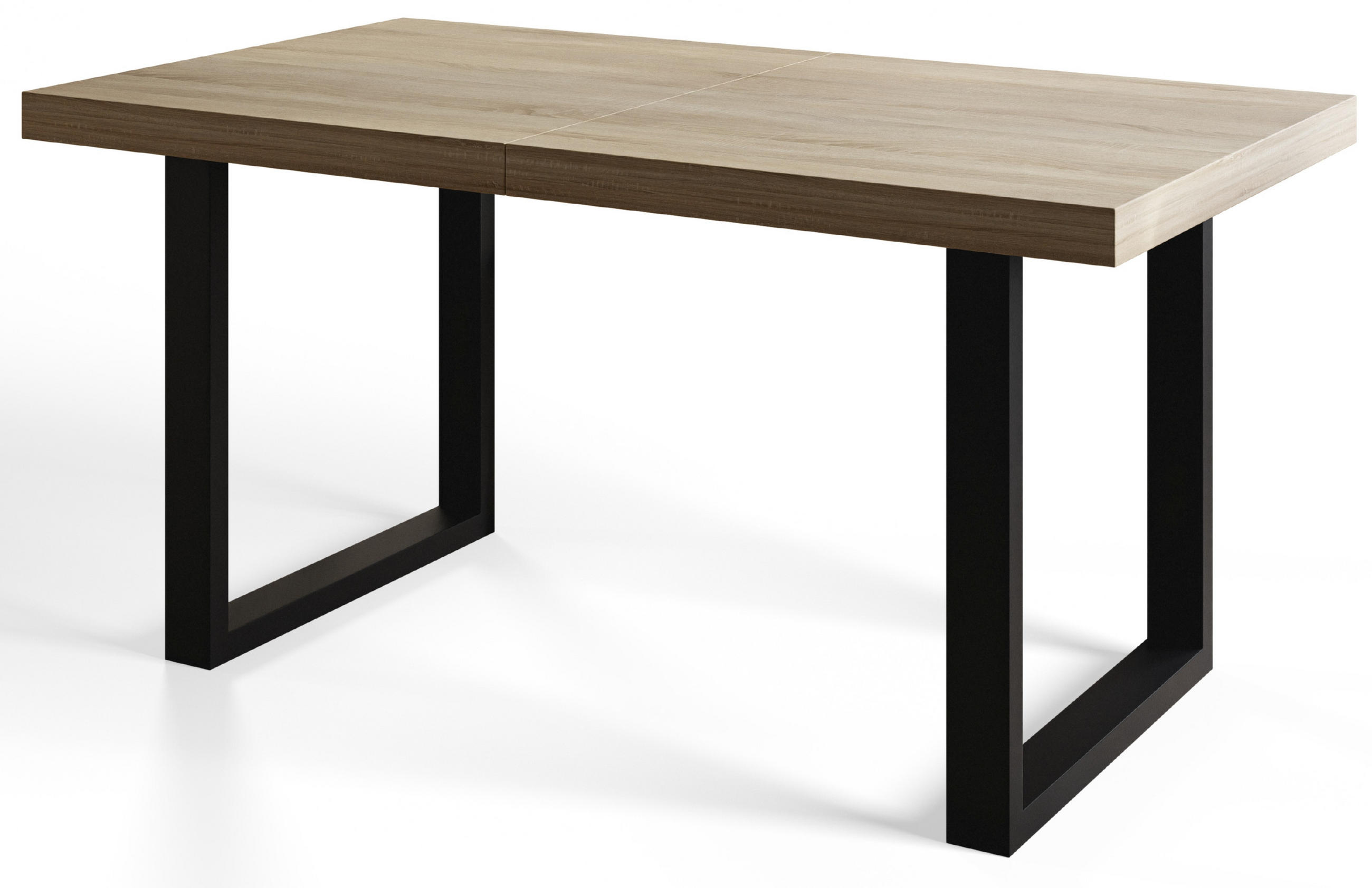 ESSZIMMERTISCH LOFT-U, ausziehbarer Tisch 140-240X80X77 cm, Farbe: SONOMA, mit Metallbeinen in Farbe Schwarz - Schwarz/Sonoma Eiche, Holzwerkstoff (140/80/77cm) - Alpi-Möbel
