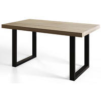 ESSZIMMERTISCH LOFT-U 160X90X77 cm, Farbe: SONOMA, mit Metallbeinen in Farbe Schwarz - Schwarz/Sonoma Eiche, Holzwerkstoff (160/90/77cm) - Alpi-Möbel