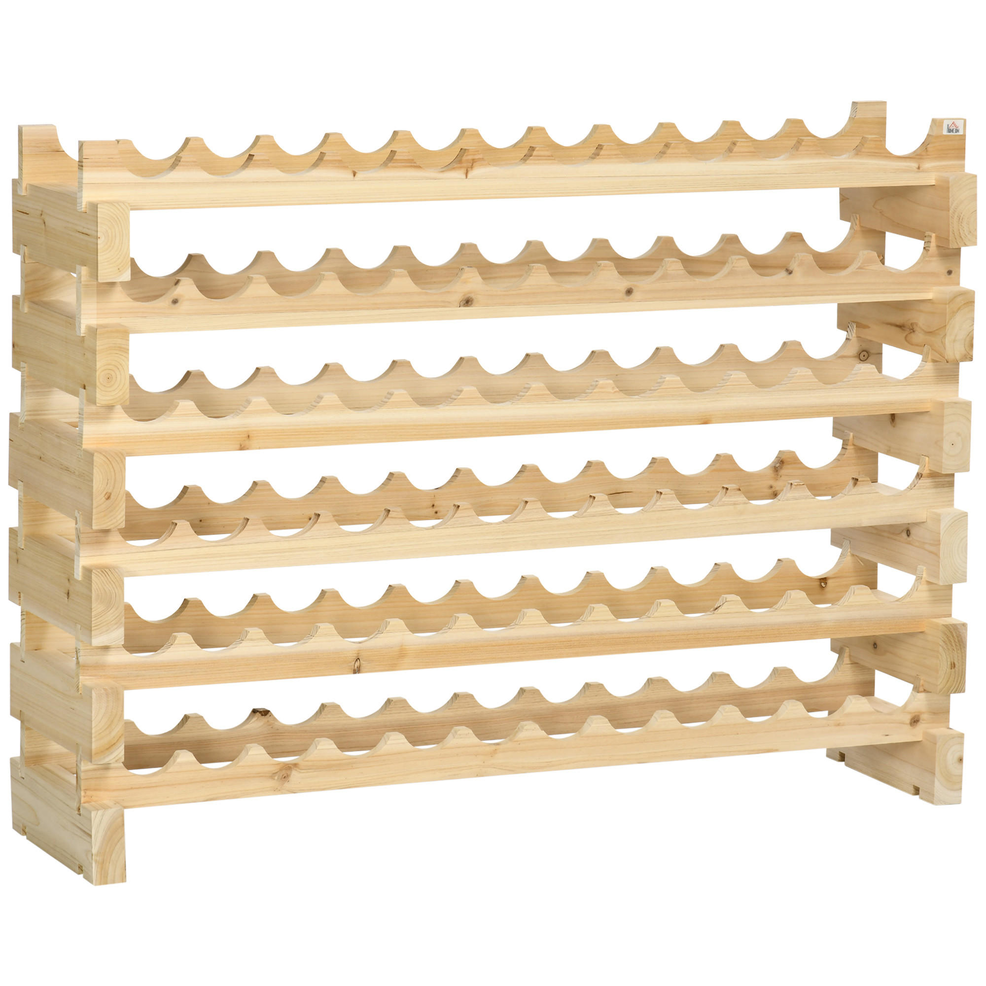 WEINREGAL, 6-stöckig, Holz, 72 Flaschen, 100kg, Naturholz, 114x28x85cm - Multicolor, Metall (114/85/28cm) - FORIOUS