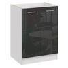 KÜCHENUNTERSCHRANK D60 2D schwarz glanz - Schwarz Hochglanz, Holzwerkstoff (60/82/44cm) - roe furniture