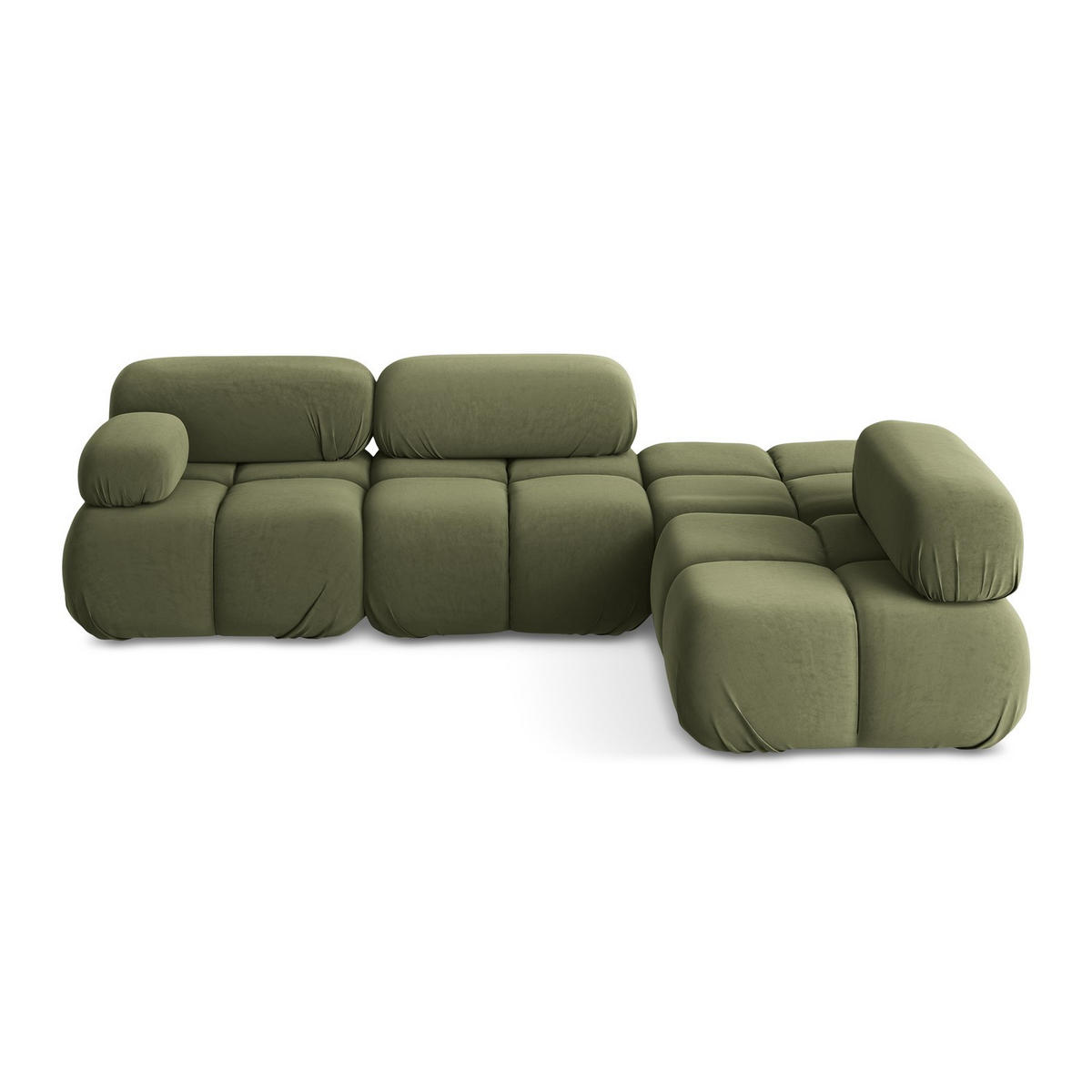 ECKSOFA Rechts Samt Stoff Grün - Schwarz/Olivgrün, Kunststoff/Textil (285/190cm) - LaMiaSofa