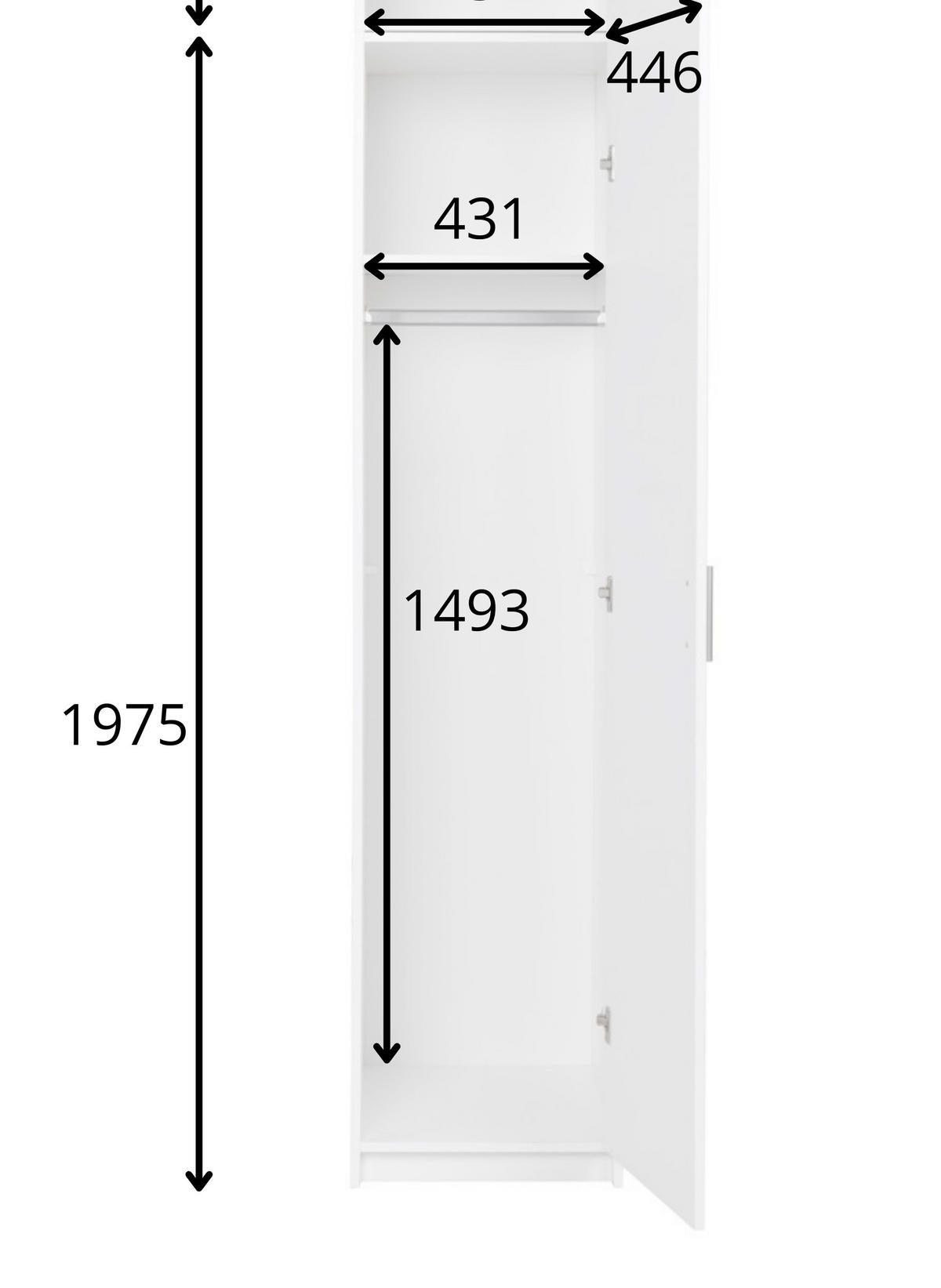KLEIDERSCHRANK Weiß 47/197/52 - Weiß, Holzwerkstoff (47/197/52cm) - RAUMHIRSCH FURNITURE