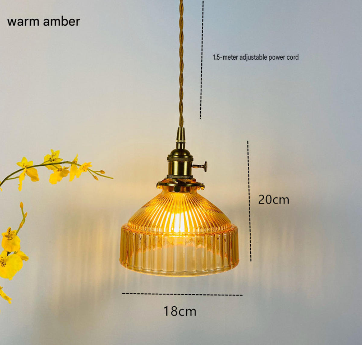 PENDELLEUCHTEN,MESSING und Glas, 220 V, 4 W, E27, 18 cm Durchmesser，Currygelb - Braun, Glas (18/18/20cm) - Weltevree