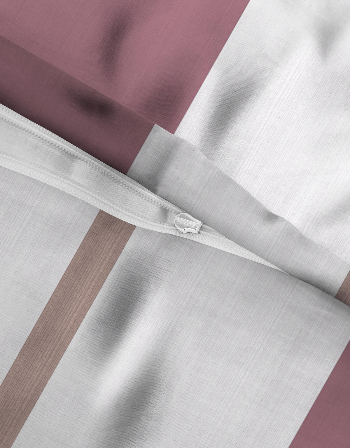 BETTWÄSCHE-GARNITUR Thermofleece Längsstreifen altrosa, 135x200 cm + 80x80 cm - Altrosa, Textil (135/200cm) - Castell