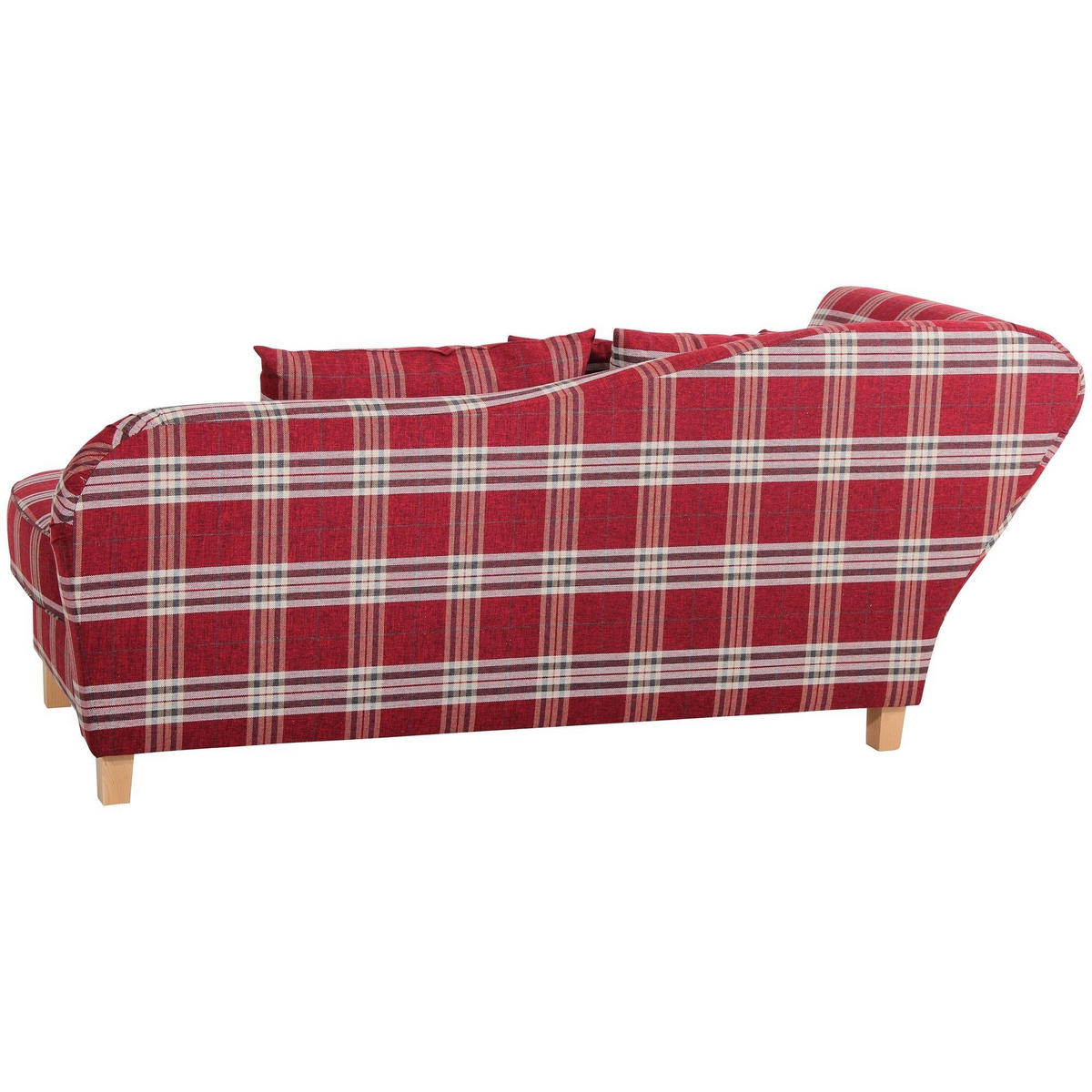 RECAMIERE mit Armteil links klappbar Katia Bezug Flachgewebe Buche natur / rot - Rot/Weiß, Kunststoff (190/82/88cm) - 58aufmkessel