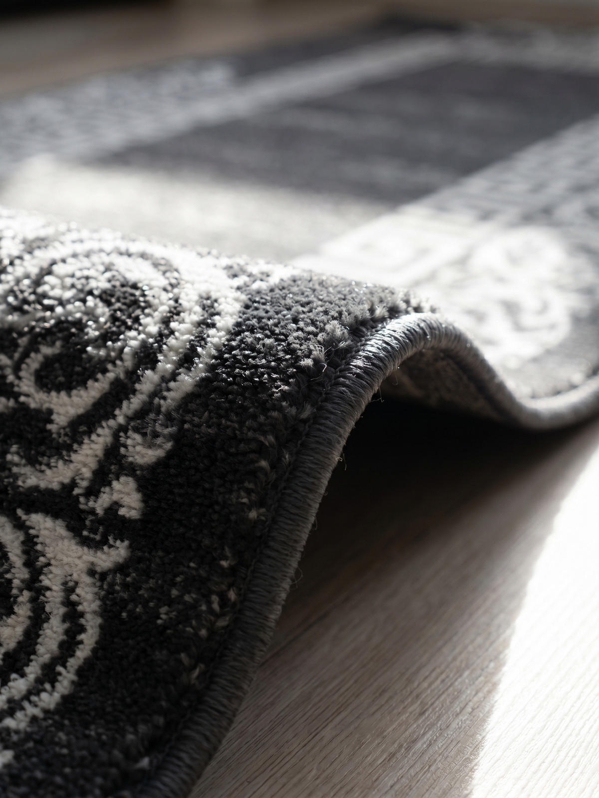 TEPPICH Kurzflor ASPEN in Grau, mit Mäander-Muster, 80 x 300 cm - Grau, Textil (80/300cm) - KADIMA DESIGN