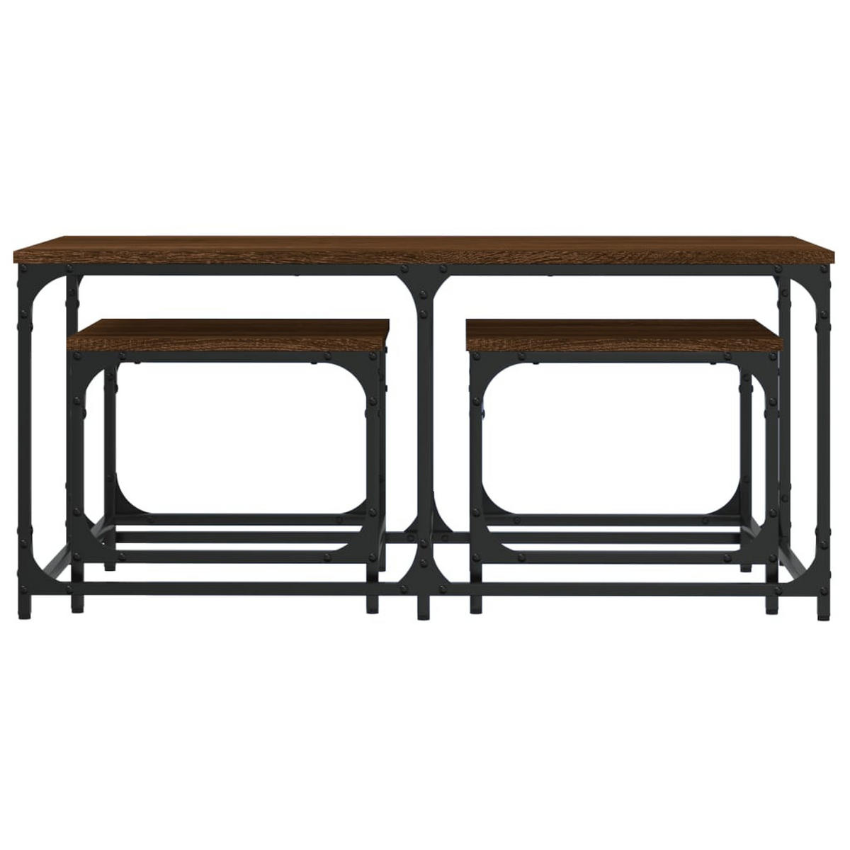 SATZTISCHE 3 Stk. Braun Eichen-Optik Holzwerkstoff - Braun, Holzwerkstoff (50/100/45cm) - furnicato