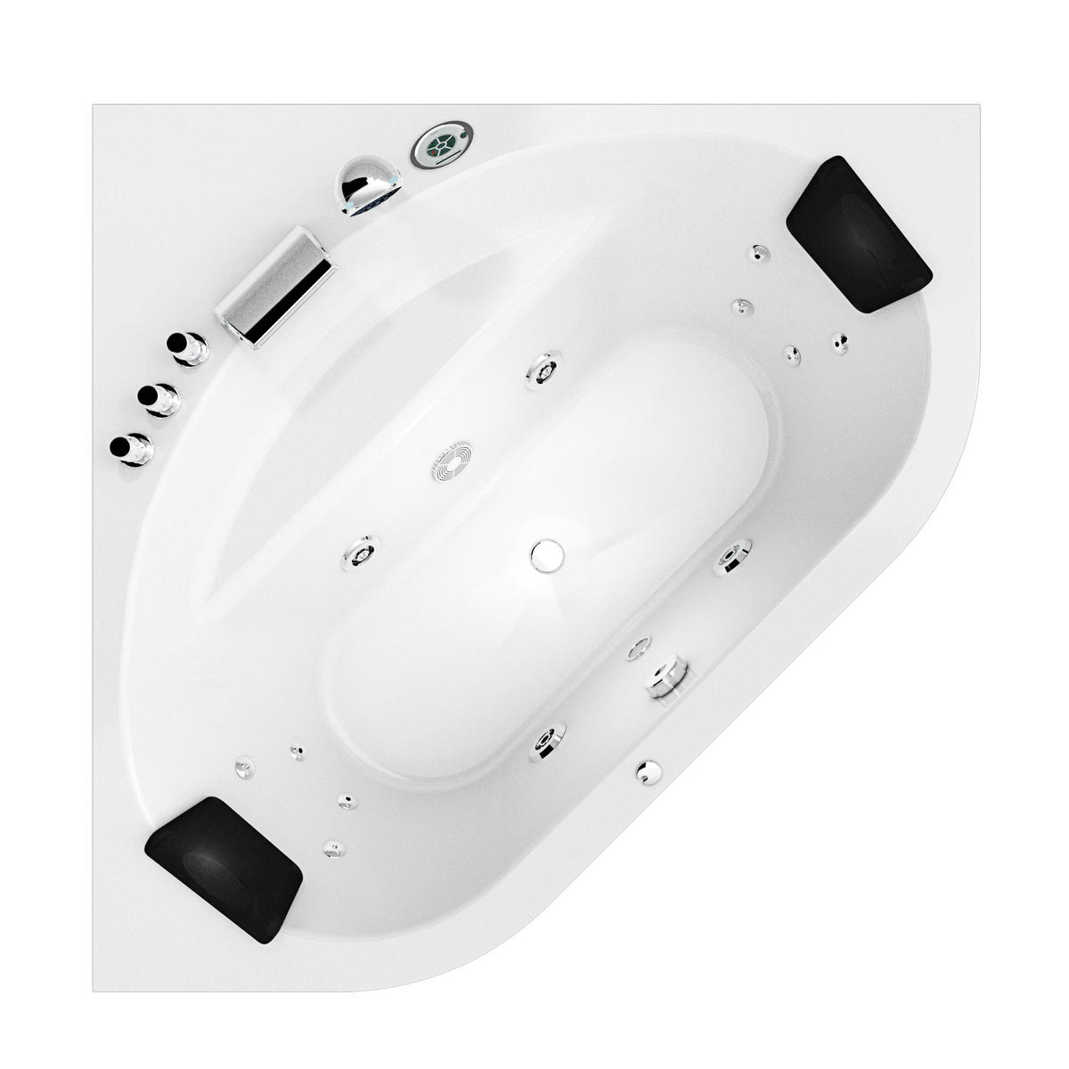 WHIRLPOOL Pool Badewanne Eckwanne W20R-TH-SC 140x140cm - Weiß, Glas/Kunststoff (140/55/140cm) - AcquaVapore by Sandra Jentho