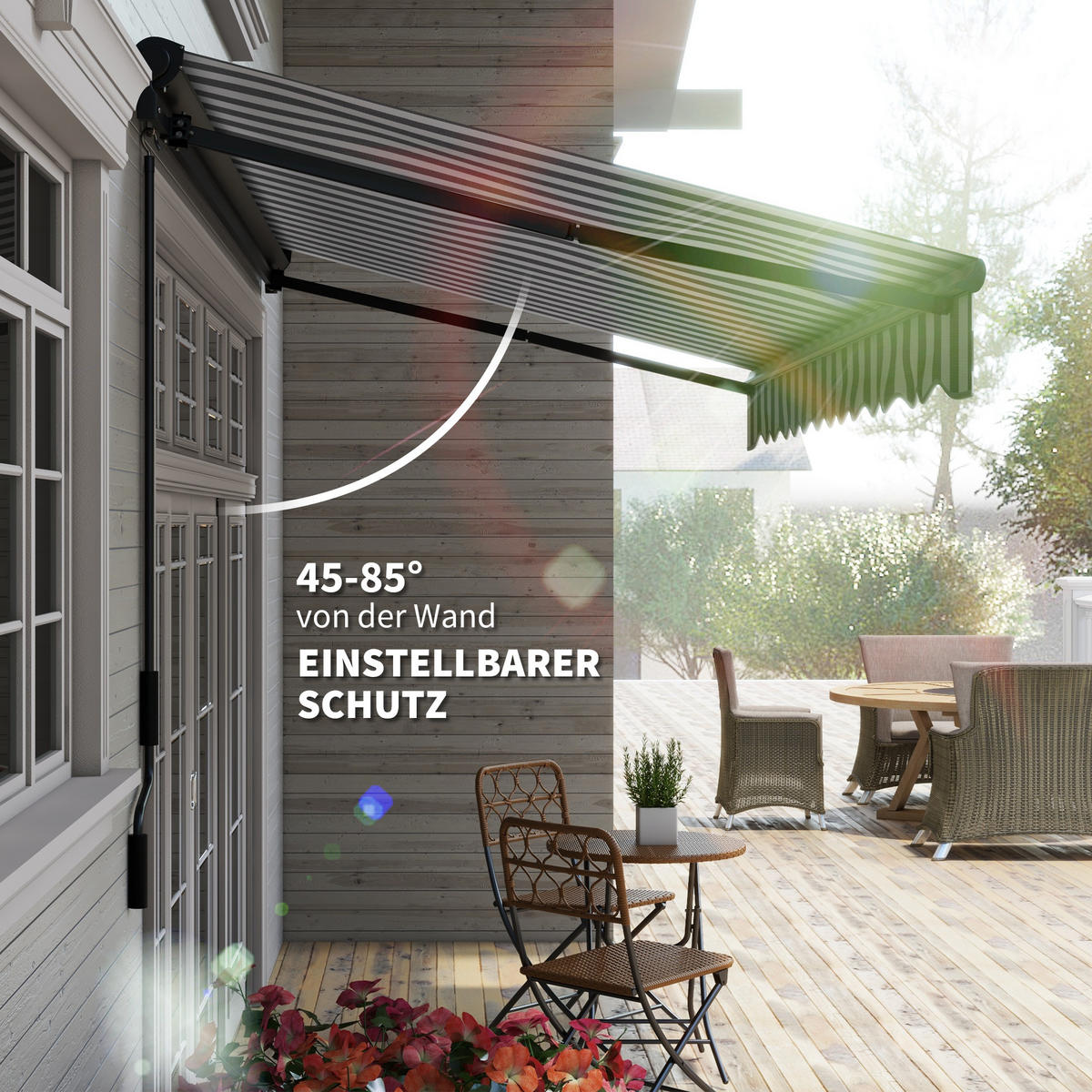 GELENKARMMARKISE, Aluminium, Grau+Weiß - Multicolor, Metall (250/150/350cm) - Outsunny