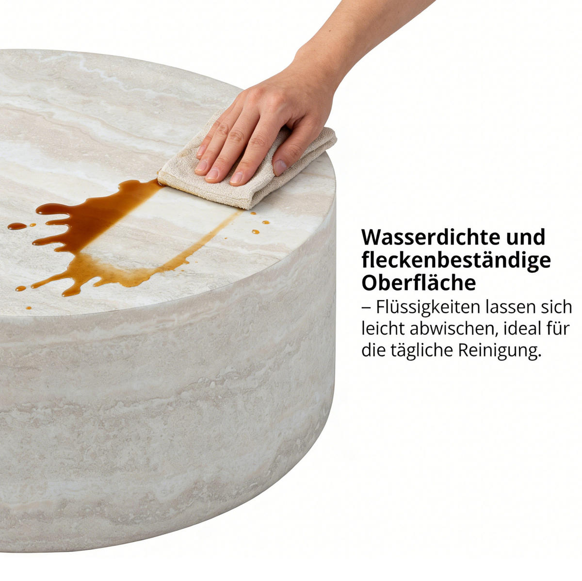 COUCHTISCH 80 cm aus Fiberglas in Beige – leicht und pflegeleicht - Beige, Glas (80/80/30.5cm) - BEAOK